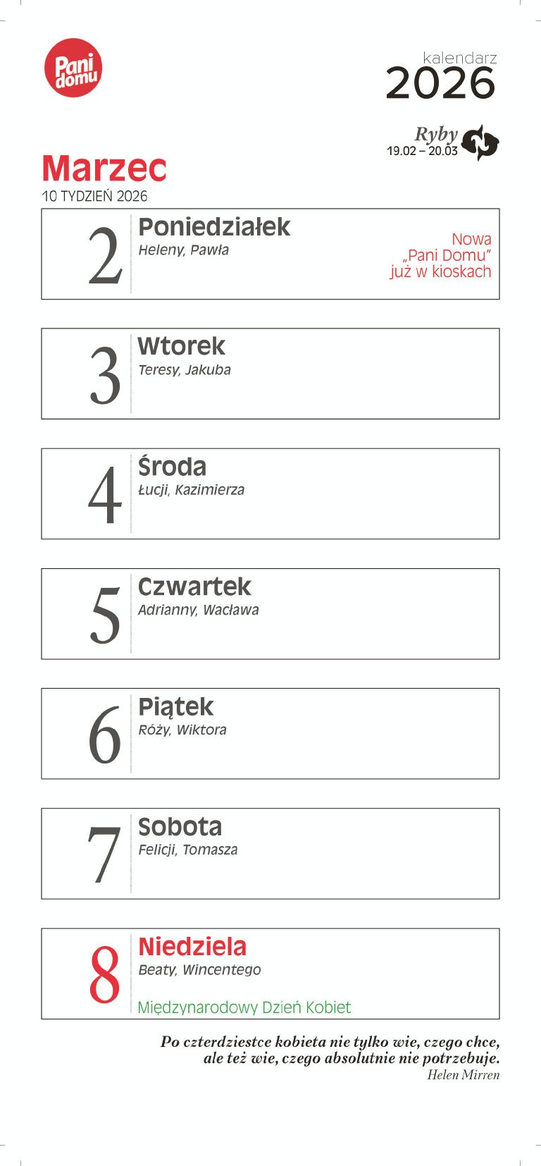 Kalendarz kulinarny ścienny zdzierak 2026 rok